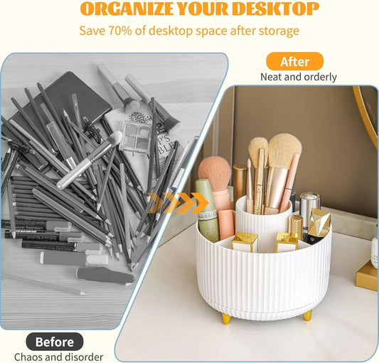 Makeup Desktop Cosmetic Storage Box Organizer 5 Slot Large Capacity for Bathroom Portable Makeup Brushes Pen Holder