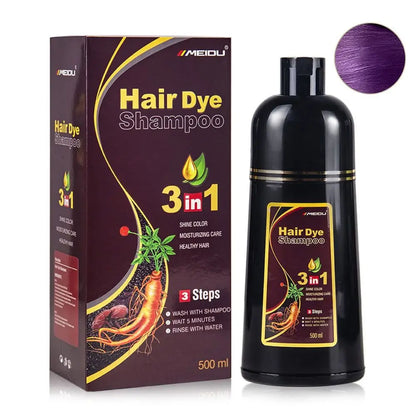 MEIDU 3 in 1 Hair Dye Shampoo - Can cover gray hairs,Herbal Ingredients,Contains Ginseng Extract,Natural Haircoloring, black hairdye