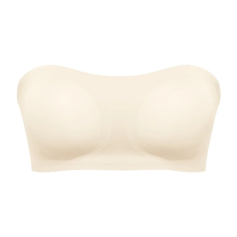 Removable Padded Soft Ice Silk Traceless Women Brasseries Wire Free Seamless Bra For Women Strapless Bra