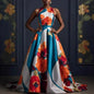 Vestidos Sexy Sleeveless Hem Gowns Evening Dress Woman Flower Print High Waist Long Dress Spring Summer O Neck Boho Maxi Dresses