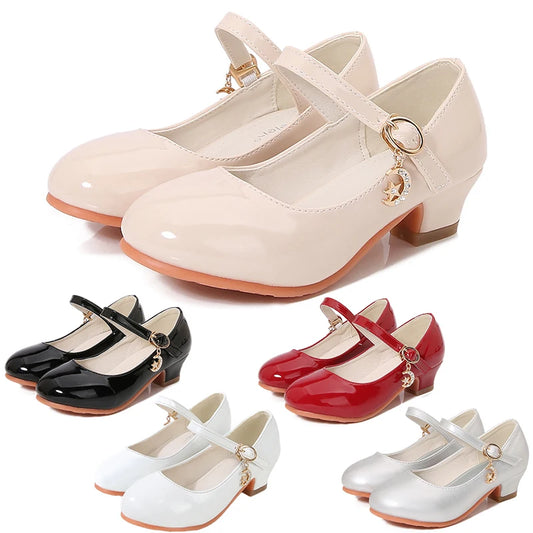 High Heels Girls' Shoes Formal Occasion Children Bridesmaid Ceremony Princess Party Sandals for Girls White Black School Sandal
