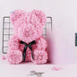 25cm Artificial Teddy Rose Flower Bear with Box Romantic Valentines Day Gift Girlfriend Women Anniversary Wedding Party Supplies