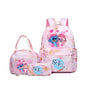 3Pcs Stitch Print Backpack Set, With Tote and Pouch, Large Capacity Lightweight And Pouch