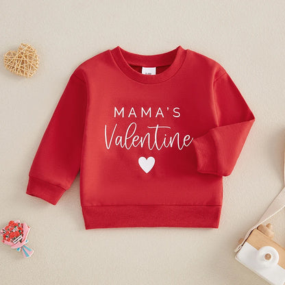 VISgogo Baby Casual Sweatshirt Long Sleeve Crew Neck Hoodie Letters Heart Print Valentine’s Day Clothes for Girls Boys