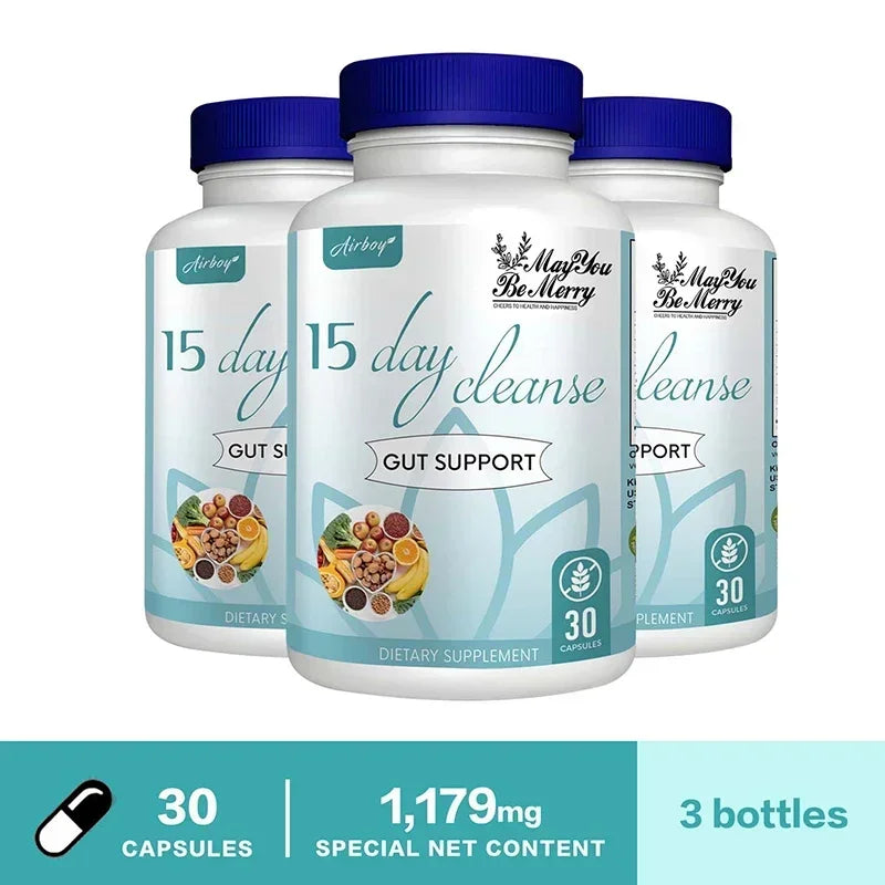 15 Day Cleanse - Gut and Colon Support | Caffeine Free | Advanced Formula with Senna, Cascara Sagrada, & Psyllium Husk | Non-G