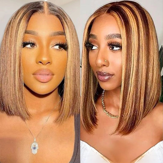 Hair Straight BobTransparent 100% Human Hair Wigs 13x4 Lace Frontal Wig Ready Wear Bob Wigs Brazilian Hair Brown Blonde For Black Women 220Density