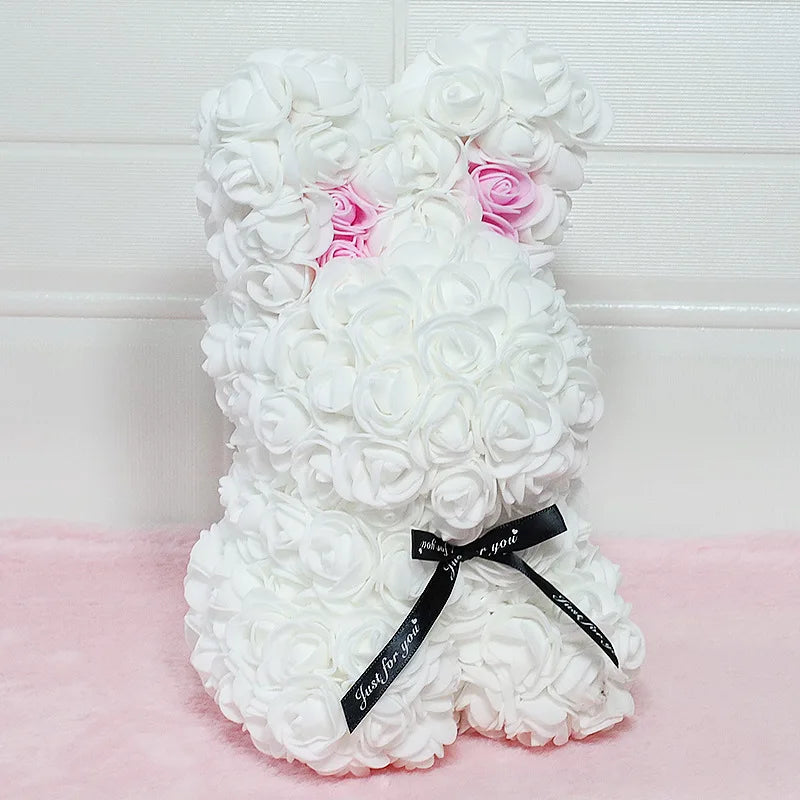 Rose Rabbit NEW Valentines Day Gifts 27cm Flower Rabbits Artificial Floral Decorations Mother' DAY Gift For Girlfriend Festival