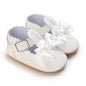Newborn Princess Shoes Soft Leather Anti Slip Rubber Sole Baby Shoes White Girls Shoes