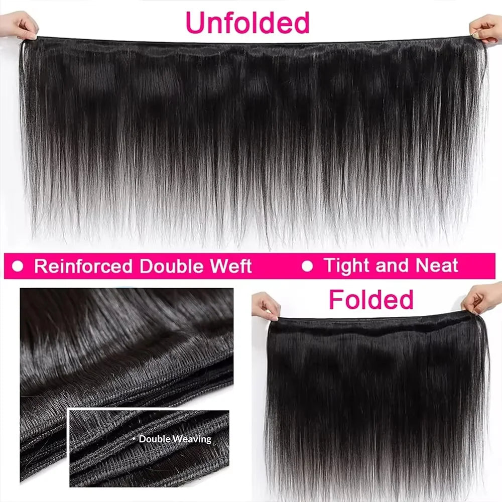 Natural Color Brazilian Human Hair Straight Bundles 10-36 Inches 1 Bundles Remy Human Hair Extensions Double Weft Braiding Hair