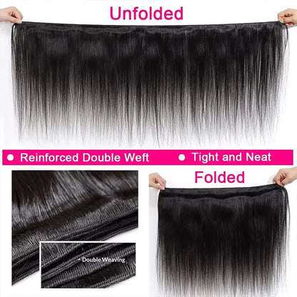 Natural Color Brazilian Human Hair Straight Bundles 10-36 Inches 1 Bundles Remy Human Hair Extensions Double Weft Braiding Hair