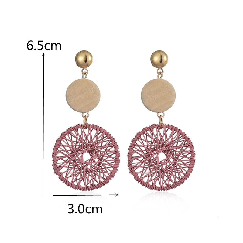 Pink Color Flower Drop Earrings for Women Summer Geometry Heart Leaf Butterfly Brincos Party Ear Jewelry Valentine's Day Gift
