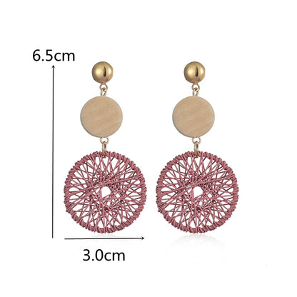 Pink Color Flower Drop Earrings for Women Summer Geometry Heart Leaf Butterfly Brincos Party Ear Jewelry Valentine's Day Gift