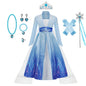 Elsa Costume for Girl Birthday Party Blue Long Sleeve Carnival Clothing Kids Princess Dress for Girls