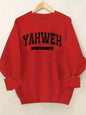 Women's Oversized Crewneck Sweatshirt with Bold Arch Lettering Print