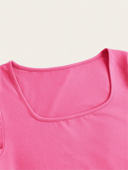 3 pieces  Summer Slimming T-shirt Women's Sexy Short Sleeve T-shirt U-neck Women's Solid Color Basic Korean Top Hot Y2k