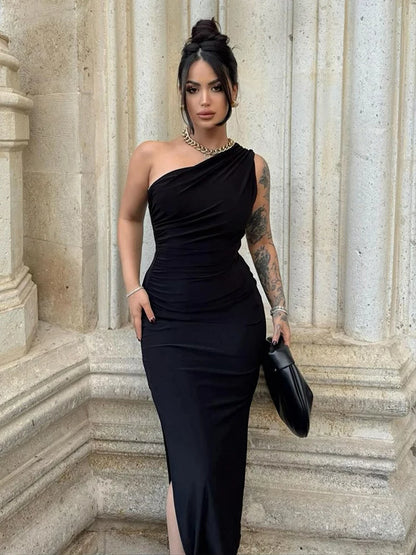 Maxi Dress Women Split Sleeveless Backless Slim Dress Casual Streetwear Elegant Dresses