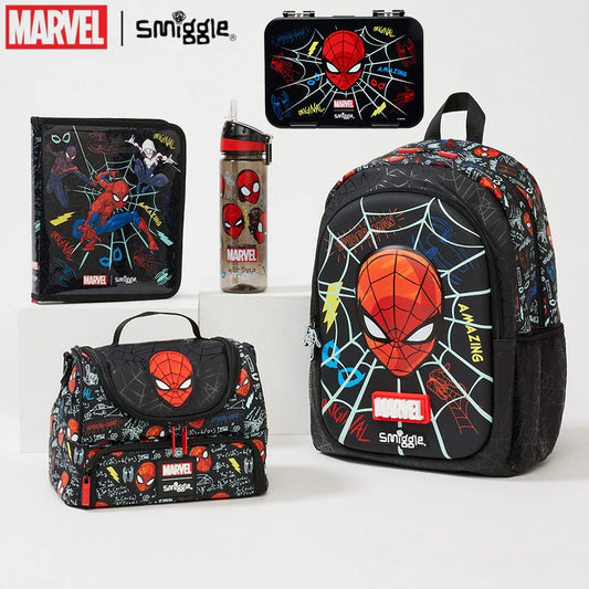 Marvel Spider-man Backpack Student School Bag Lunch Bag Lunch Box Wallet Pencil Box  Water Cup for kids