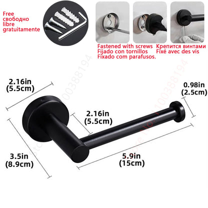 Toilet Towel Paper Wall Mount Holder Adhesive Black Silver Kitchen Roll Paper Stand Hanging Napkin Rack Bathroom Accessories WC