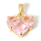 1pc New Mini Brass Charms Gold Color Valentine's Day Heart Multicolour Cubic Zirconia Pendant DIY Necklace Jewelry 20mm x 14mm