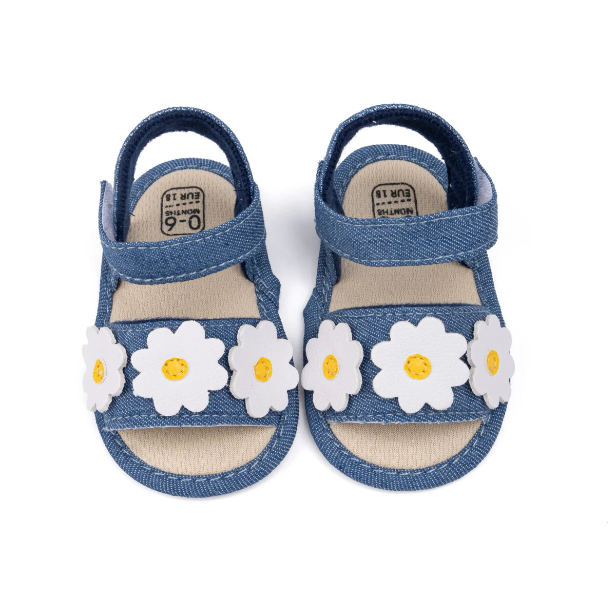 KIDSUN Soft Soled Cute Flower Summer Sandals Newborns Cotton Flat Girls Baby Shoes Non-slip Open Toe Comfortable Walking Shoes