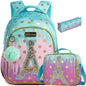 Children School Bags Kids Backpack Set in Primary Schoolbag for Teenager Girls Sequin Tower School Bags Waterproof Book Bags