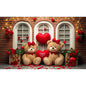 Valentines Day Banner Bear Rose Flower Love Heart Backdrop Party Decoration Valentine's Day Indoor Outdoor Photo Prop Supply