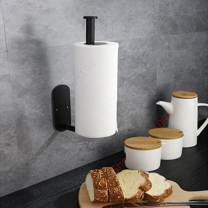 Toilet Towel Paper Wall Mount Holder Adhesive Black Silver Kitchen Roll Paper Stand Hanging Napkin Rack Bathroom Accessories WC