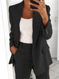 Women's blazer casual long-sleeved top solid color suit collar button plus size blazer