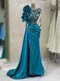 Mermaid Lace Long Sleeve Crystal Beaded Decal Ladies Formal Evening Dress Elegant Prom Dress For Special Occasions Customized
