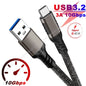USB3.1 Gen2 10Gbps Cable USB A to USB C Cable 3A 60W QC3.0 Fast Charging for Samsung NVMe Hard Disk External Android Data Cable