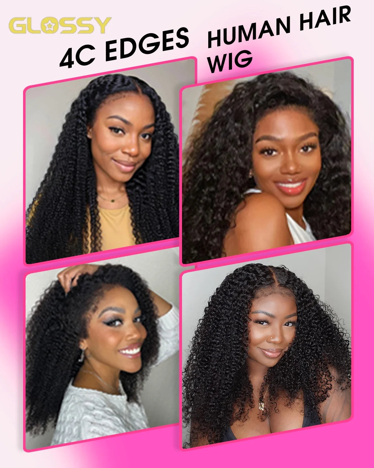 Afro Kinky Curly Wig 100% Human Hair wig Brazilian 13x4 HD Frontal 4c Edges Frontal Human Hair Wig Deep Wave Curly Lace Front Wigs For Women Pre Plucked Baby Hair 250% Density
