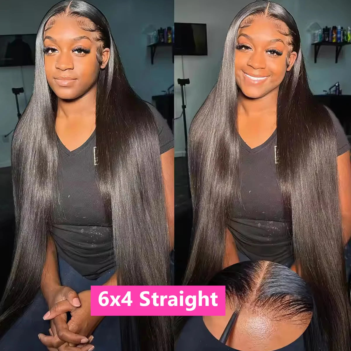 Ready to Wear Glueless Wig Straight 13x6 Transparent Lace Frontal Wig 30 34inches Human Hair Bone Straight 6x4 Lace Frontal Wigs