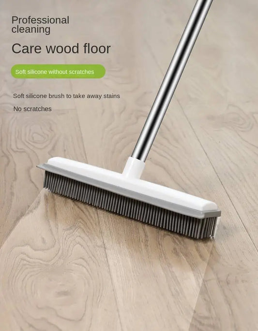 1pc Pet Hair Removal Rubber Broom with Squeegee Handle