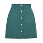 Single-breasted Slim Fit Solid Color Skirt