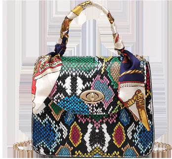 Colorful Snake Print Silk Scarf Handbag