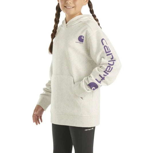 Carhartt Girls Hoodie Fleece Pullover Sweatshirt Ash Heather Grey