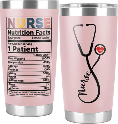 CURTIZON Best Gifts For Nurses - New Nurse Gifts For Women-Nursing Student Gifts- Nurse Practitioner- Nurse Appreciation Gifts-Nurse Graduation Gifts-Nutrition Facts 20Oz Nurse Cup Tumbler