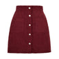 Single-breasted Slim Fit Solid Color Skirt