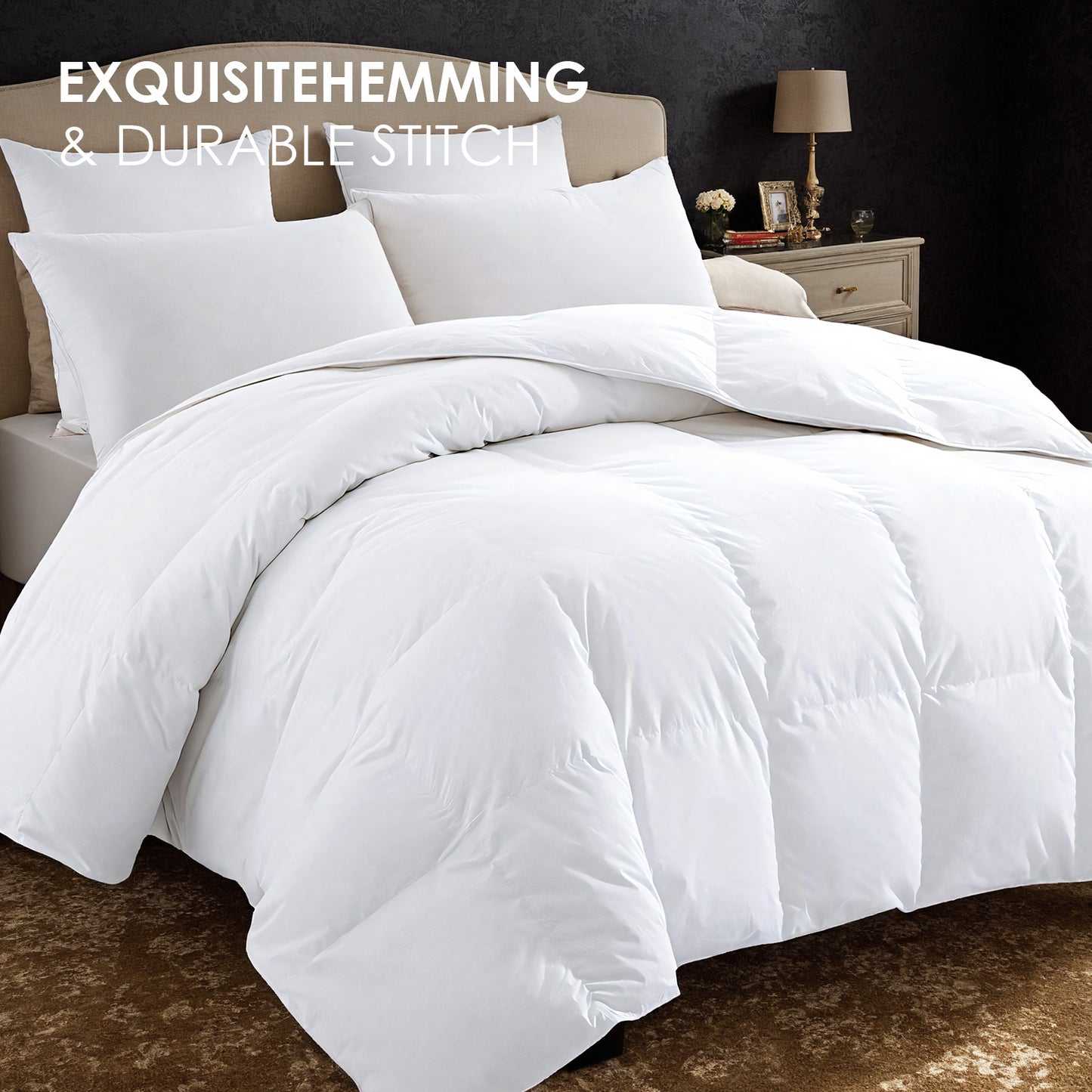 Queen Comforter All Season Breathable White Comforter Soft 4D Spiral Fiber Quilted Down Alternative Duvet Insert with Corner Tabs Luxury Hotel Style (88"x88") Down Quilt Breathable And Warm,  White Plaid