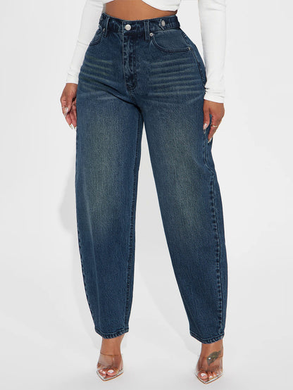 Womens Designer Washed-Blue Retro Flared Denim Jeans