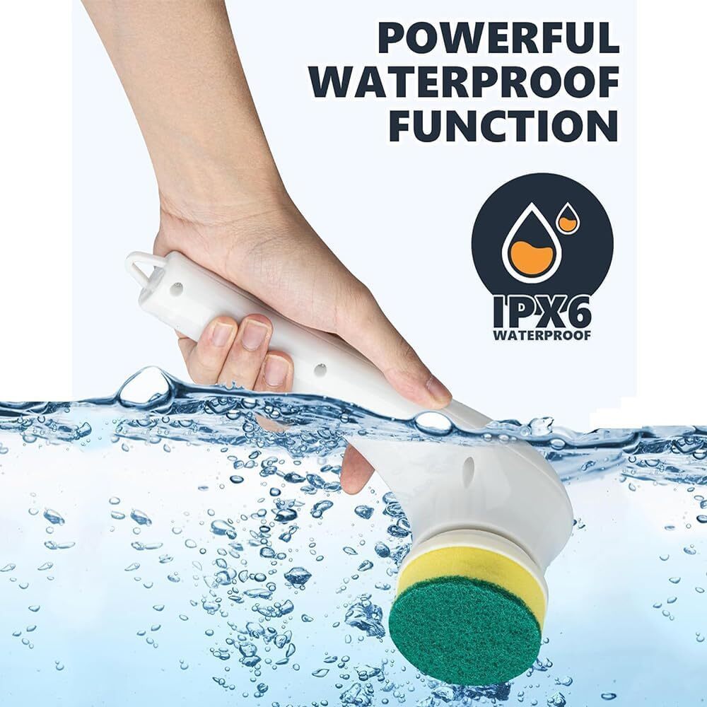 5 In 1 Handheld Electric Spin Scrubber Cleaning Brush Kitchen Rotating Cleaner