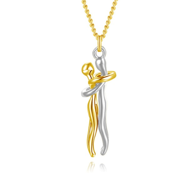 Fashion Hugging Necklace Jewelry Choker Hug Pendant Chain Men Necklace for Lover Women couple Men Lady Female Male Gift