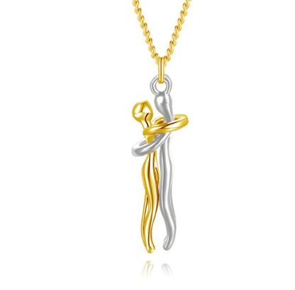 Fashion Hugging Necklace Jewelry Choker Hug Pendant Chain Men Necklace for Lover Women couple Men Lady Female Male Gift