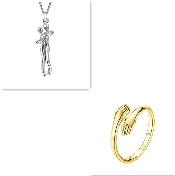 Fashion Hugging Necklace Jewelry Choker Hug Pendant Chain Men Necklace for Lover Women couple Men Lady Female Male Gift