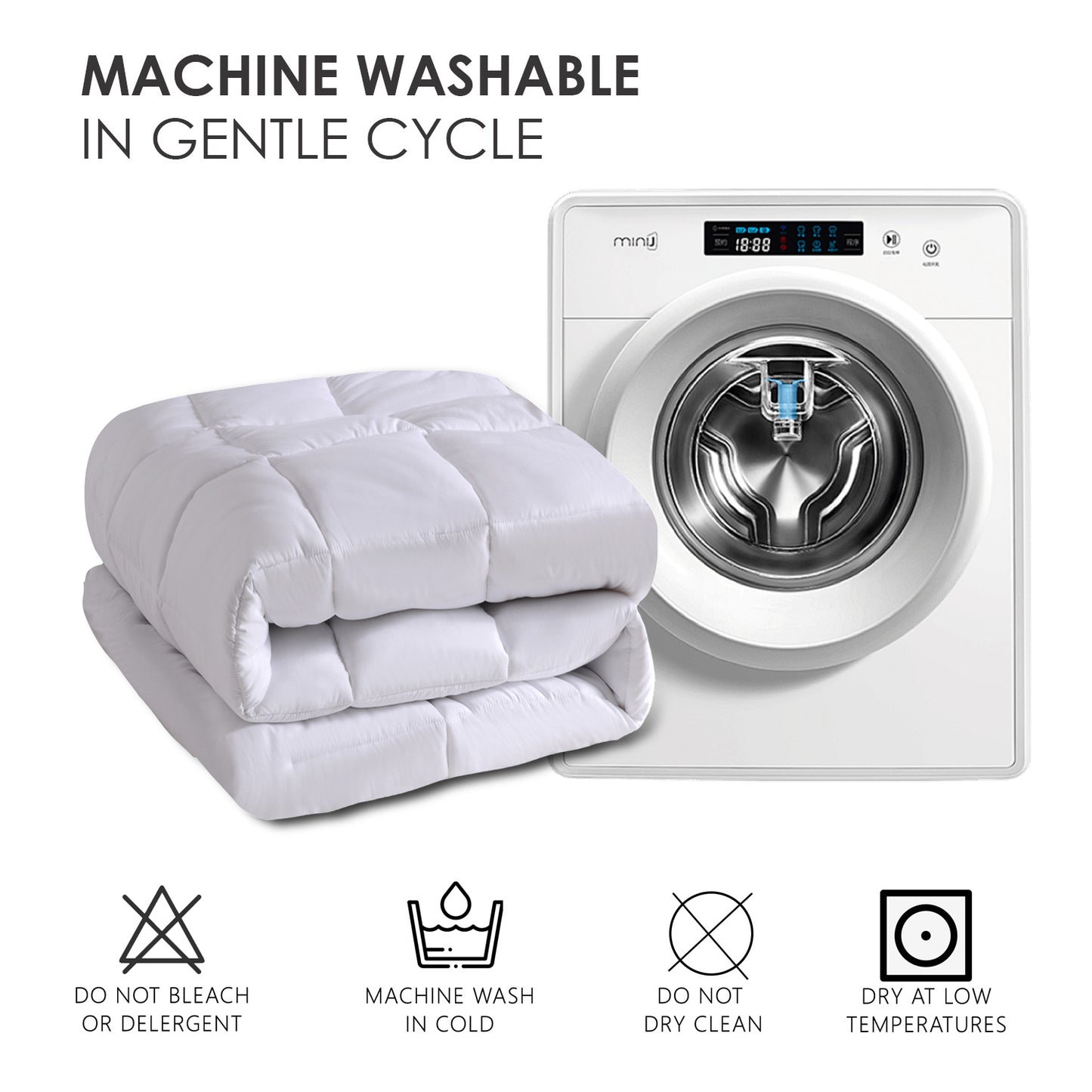 Queen Comforter All Season Breathable White Comforter Soft 4D Spiral Fiber Quilted Down Alternative Duvet Insert with Corner Tabs Luxury Hotel Style (88"x88") Down Quilt Breathable And Warm,  White Plaid