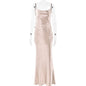 Women's Backless Flower Satin Dress