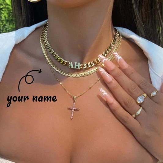 Creative Custom Letter  Name Necklace Stainless Steel  Choker Necklace Personalized Cuban Chain Christmas Gifts