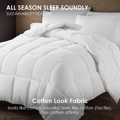 Queen Comforter All Season Breathable White Comforter Soft 4D Spiral Fiber Quilted Down Alternative Duvet Insert with Corner Tabs Luxury Hotel Style (88"x88") Down Quilt Breathable And Warm,  White Plaid