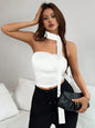 Womens Solid-Color Casual All-Match Tube Top With Straps