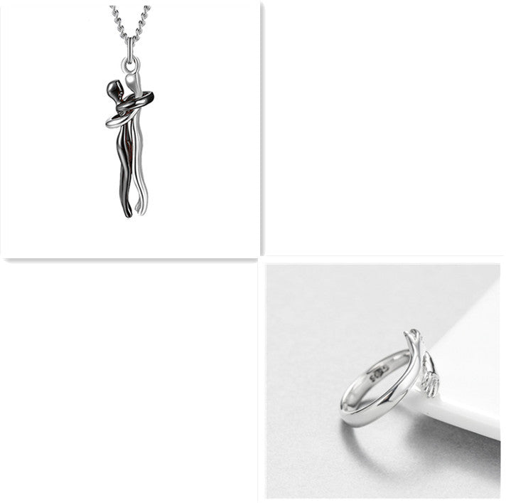 Fashion Hugging Necklace Jewelry Choker Hug Pendant Chain Men Necklace for Lover Women couple Men Lady Female Male Gift